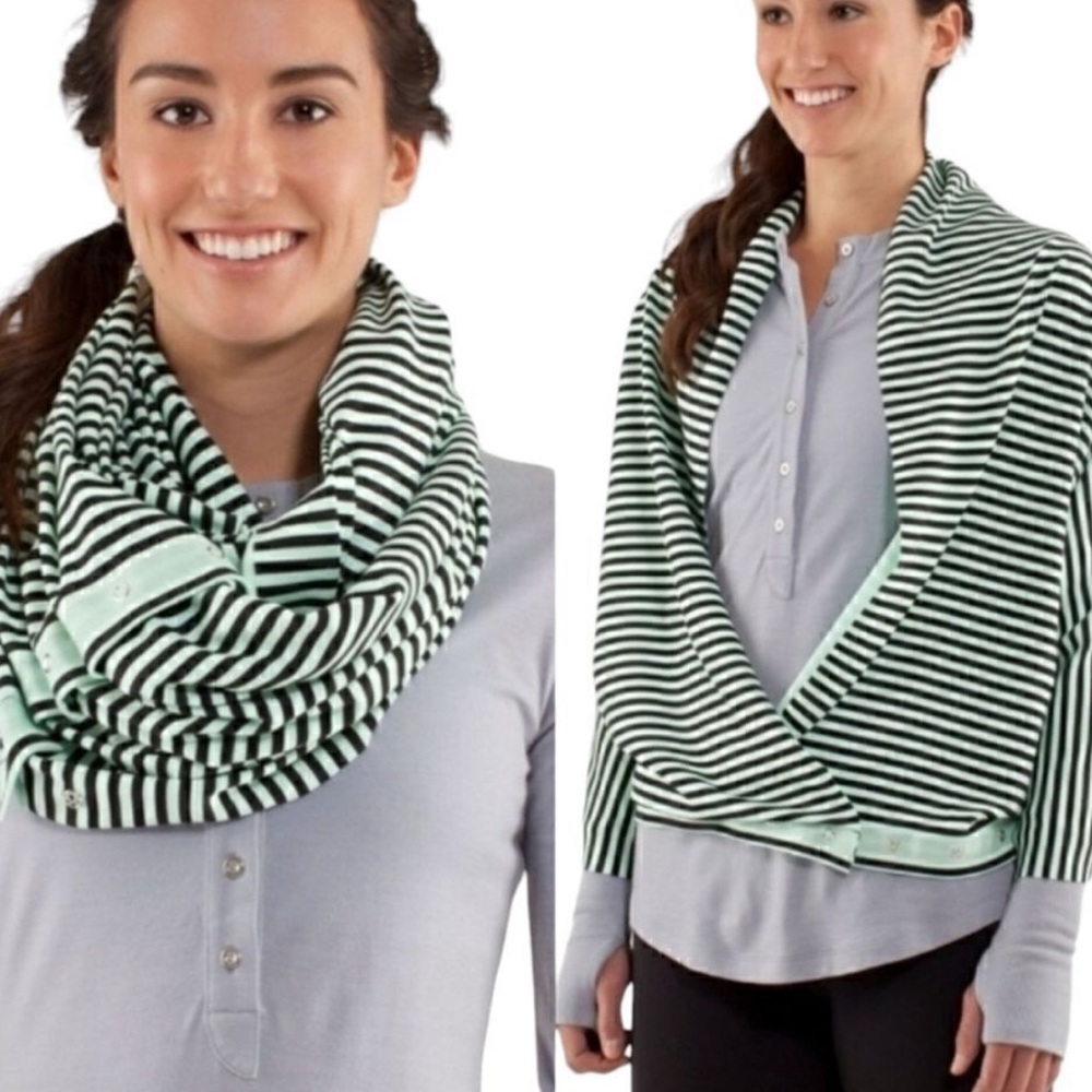 Lululemon Vinyasa Scarf Hyper Stripe Mint Moment Black